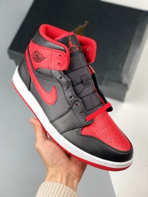 AJ Jordan 1 Mid 'Bred' Black/White/Fire Red DQ8426-060