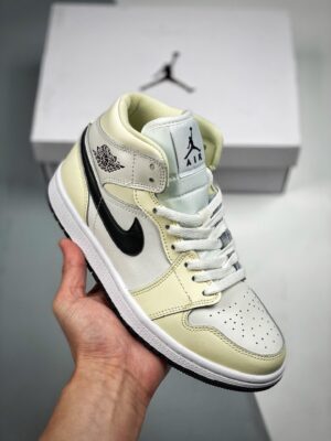 AJ Jordan 1 Mid  Coconut Milk/Black-White BQ6472-121