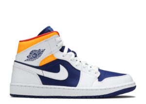 AJ Jordan 1 Mid 'White Deep Royal Blue' Unfading Sneaker