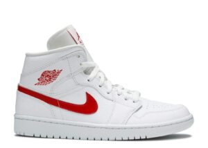 AJ Jordan 1 Mid 'White University Red' Unfading Sneaker