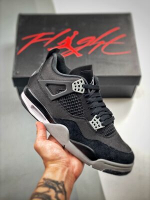 AJ Jordan 4 Black Canvas Black/Light Steel Grey-White-Fire Red DH7138-006