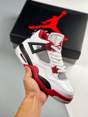 AJ Jordan 4 Fire Red White/Fire Red-Black-Tech Grey