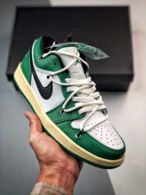Custom AJ Jordan 1 Low Pine Green White