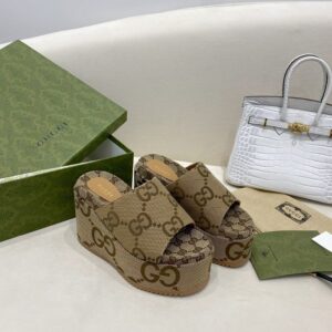 Gucci Platform Slide Sandal Brown Women Shoes