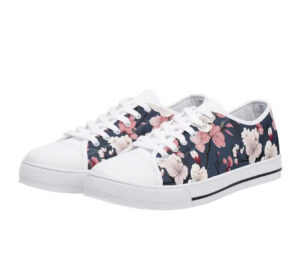 Blue Cherry Blossom Shoes Floral tops Womens Cute Sneakers Low Top Shoes